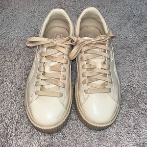 Puma patent leather light pink platform sneakers